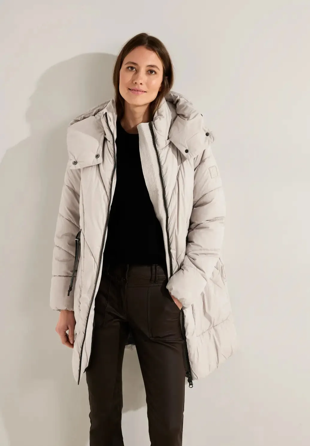 100900- Stone Quilted Coat - Cecil