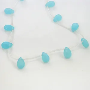 12x8mm Teadrop faceted aqua, 15" str