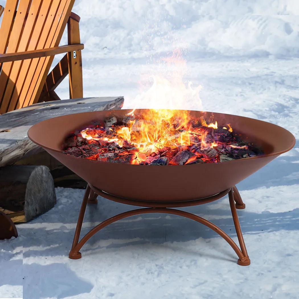 2 IN 1 Fire Pit Outdoor Pits Bowl Steel Firepit Garden Patio Fireplace Heater