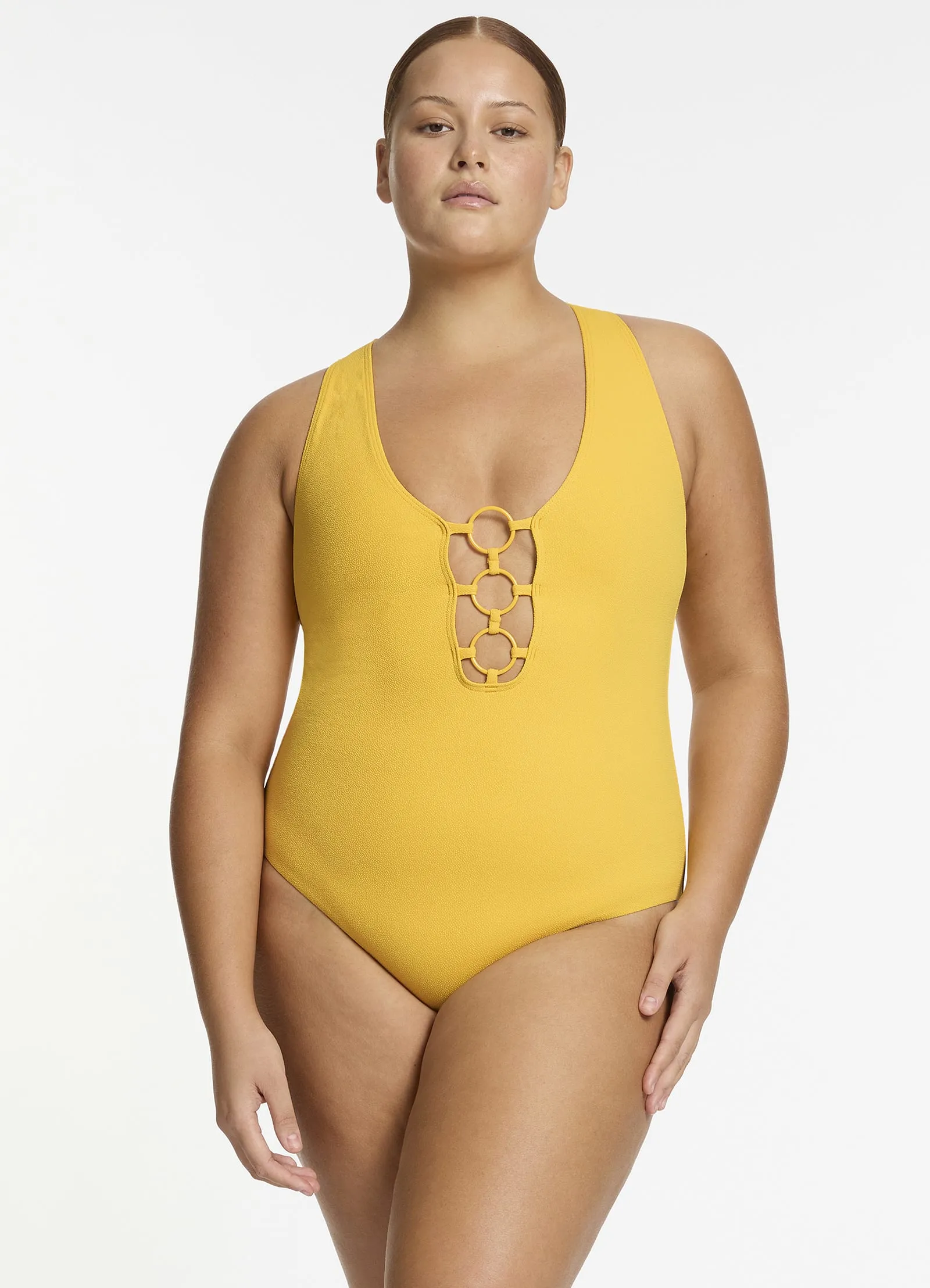 Alessia Plunge One Piece - Sunflower