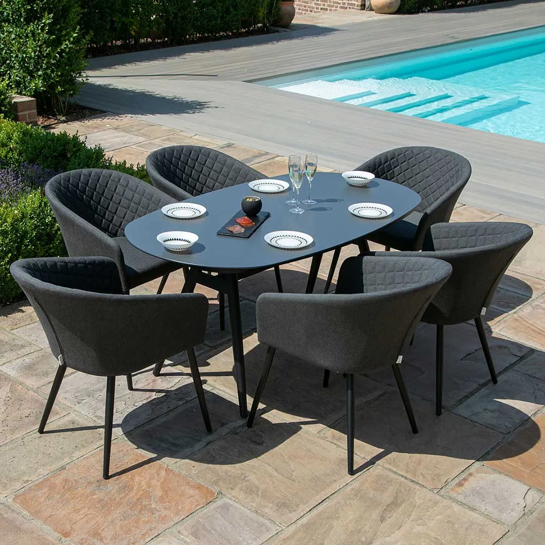 Ambition 6 Seat Oval Dining Set - Charcoal