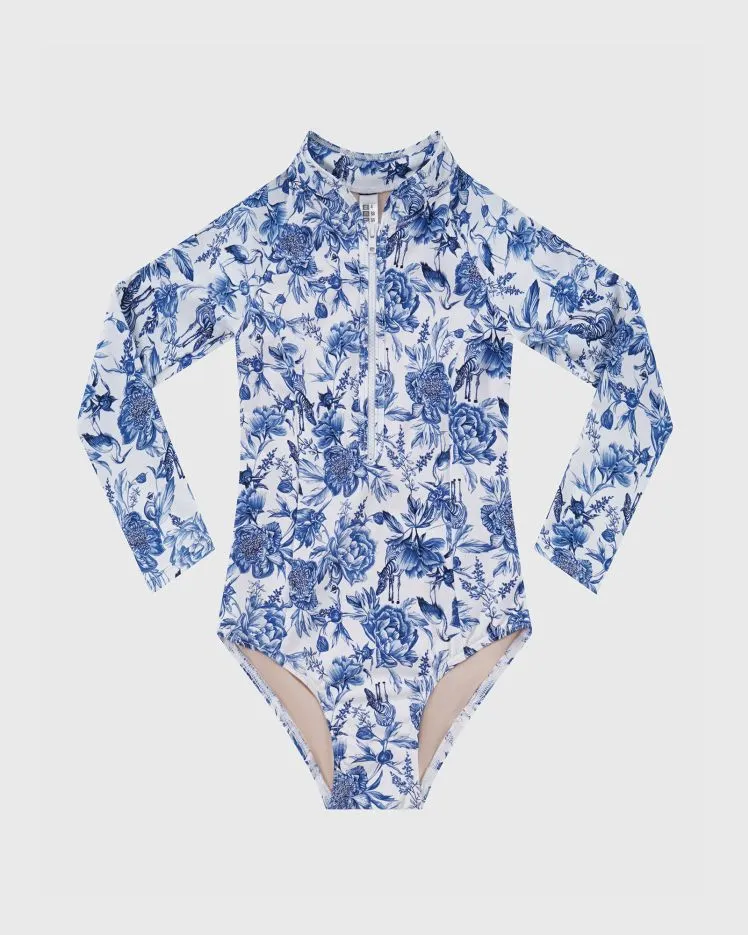 Aqua Blu Girls Long Sleeve One Piece - Azalea