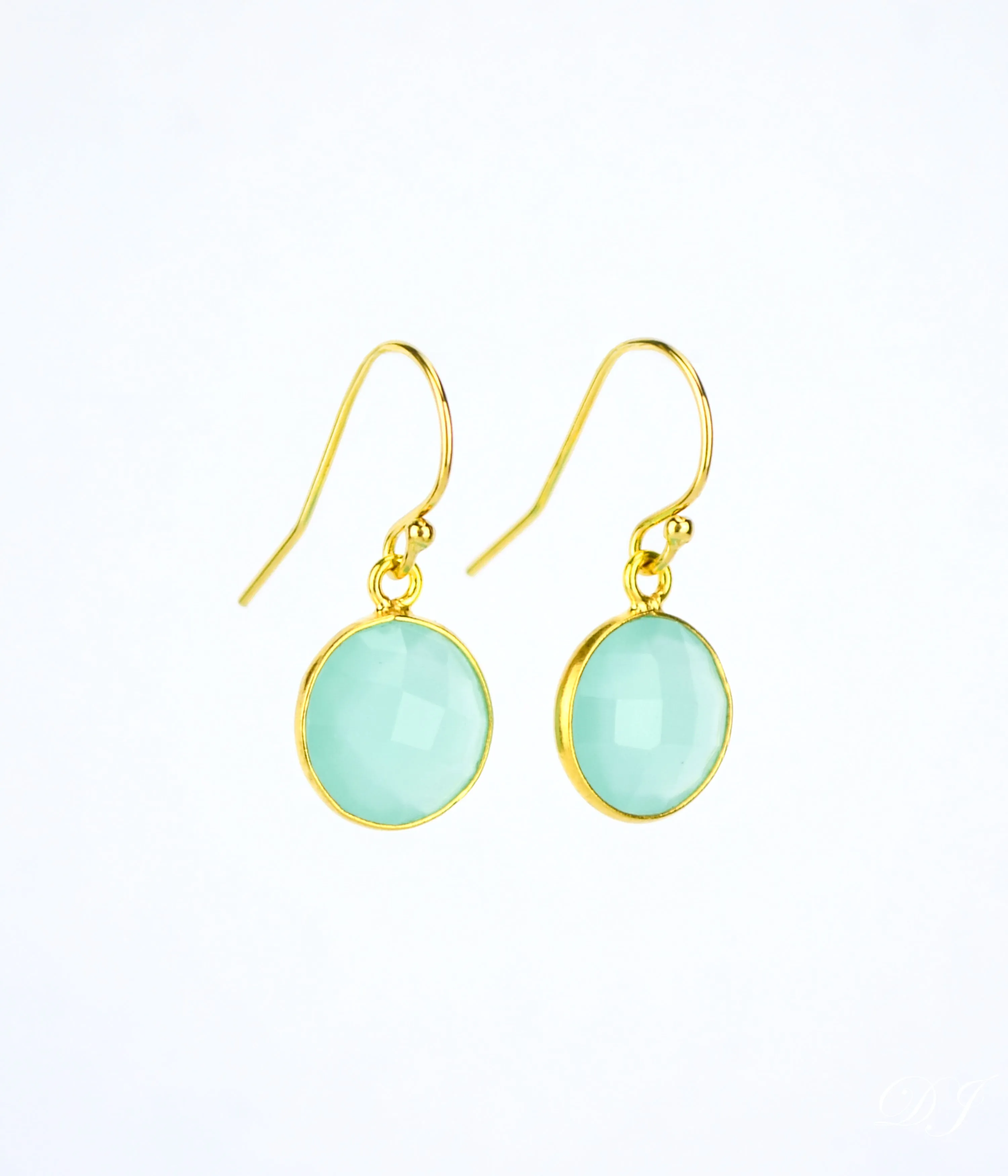 Aqua Chalcedony Earrings : March Birthstone