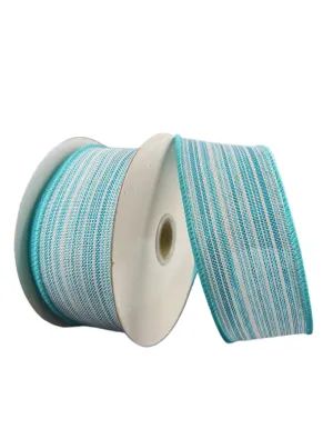 Aqua stripe wired ribbon 1.5”