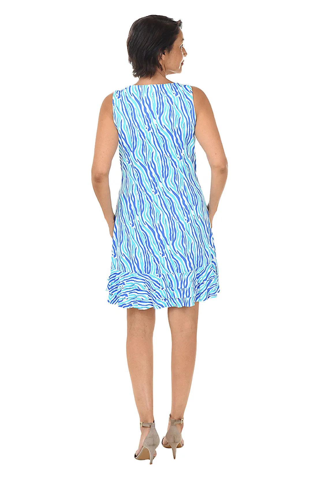 Aqua Zebra UPF50  Ruffle Dress