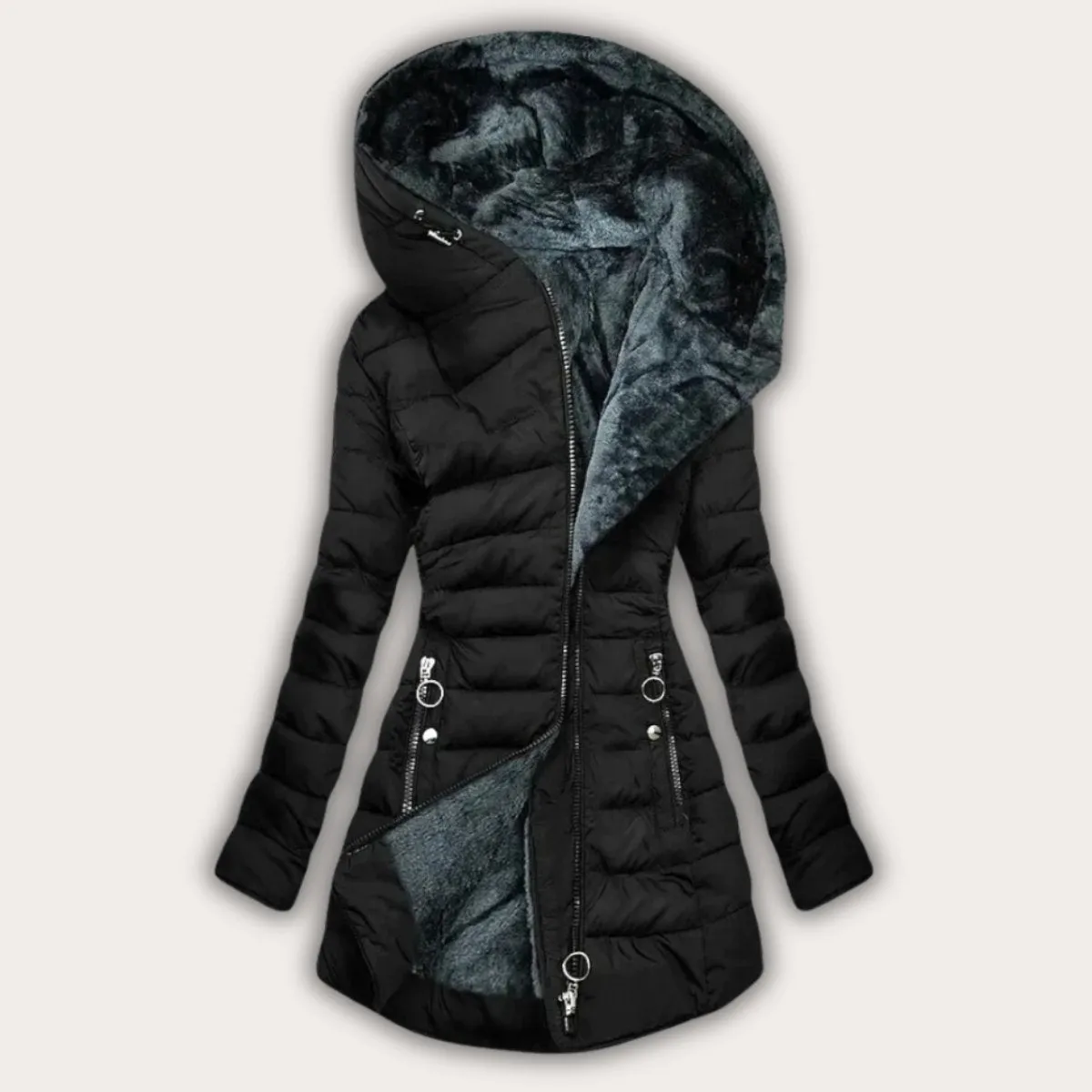 Asymmetrical Hooded Puffer Coat