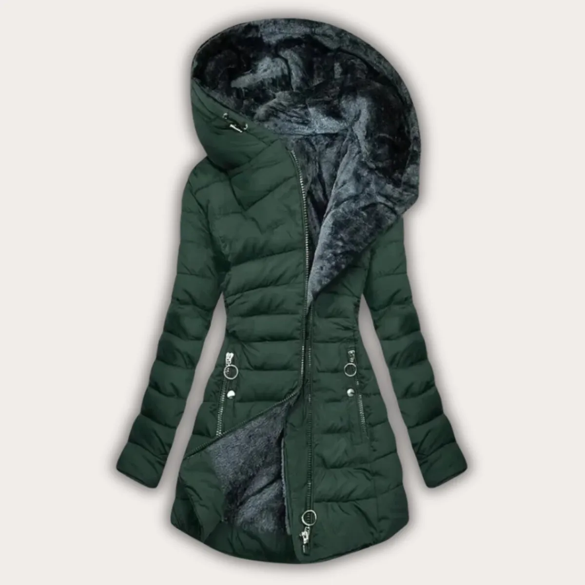 Asymmetrical Hooded Puffer Coat