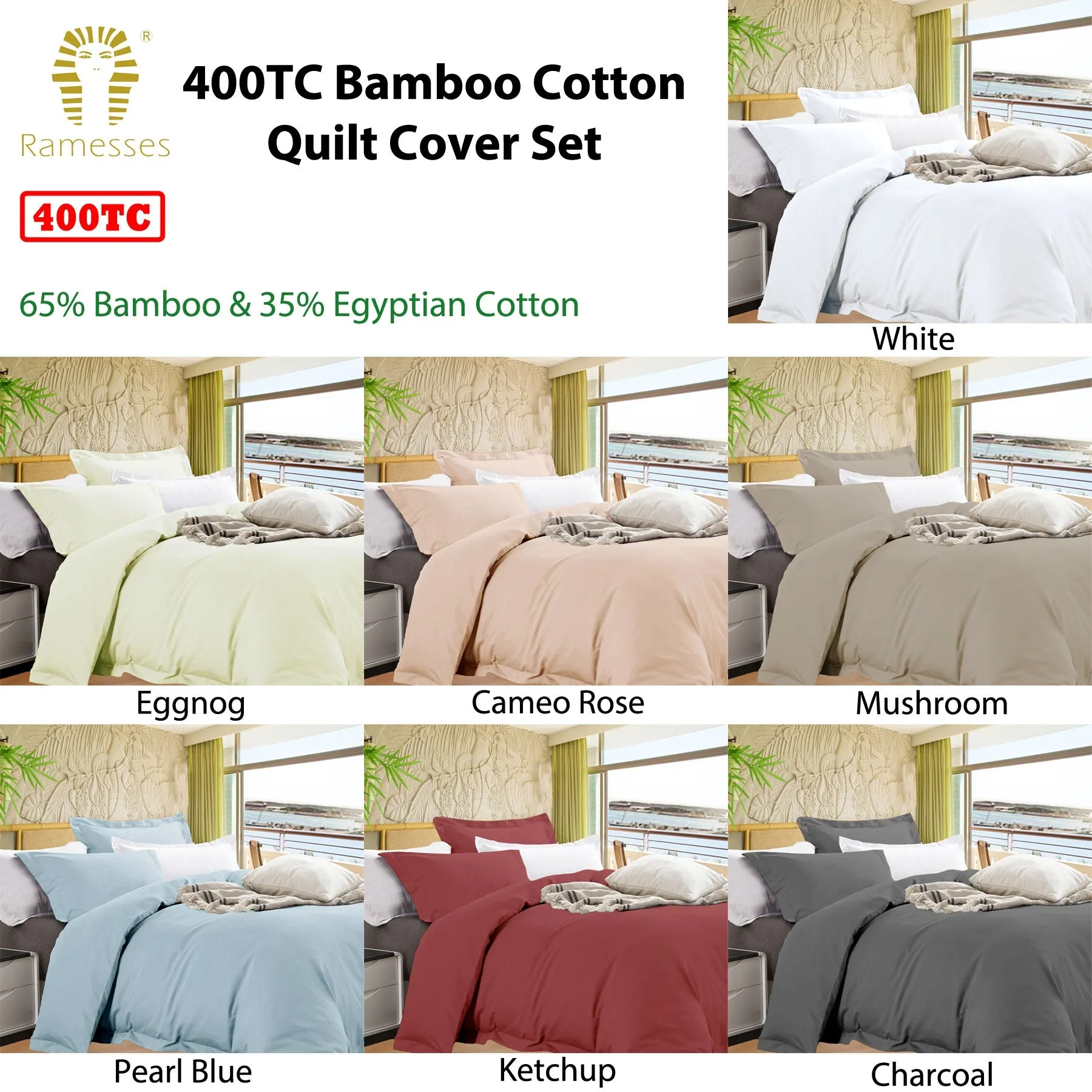 Bamboo Cotton Quilt Cover Set Charcoal King