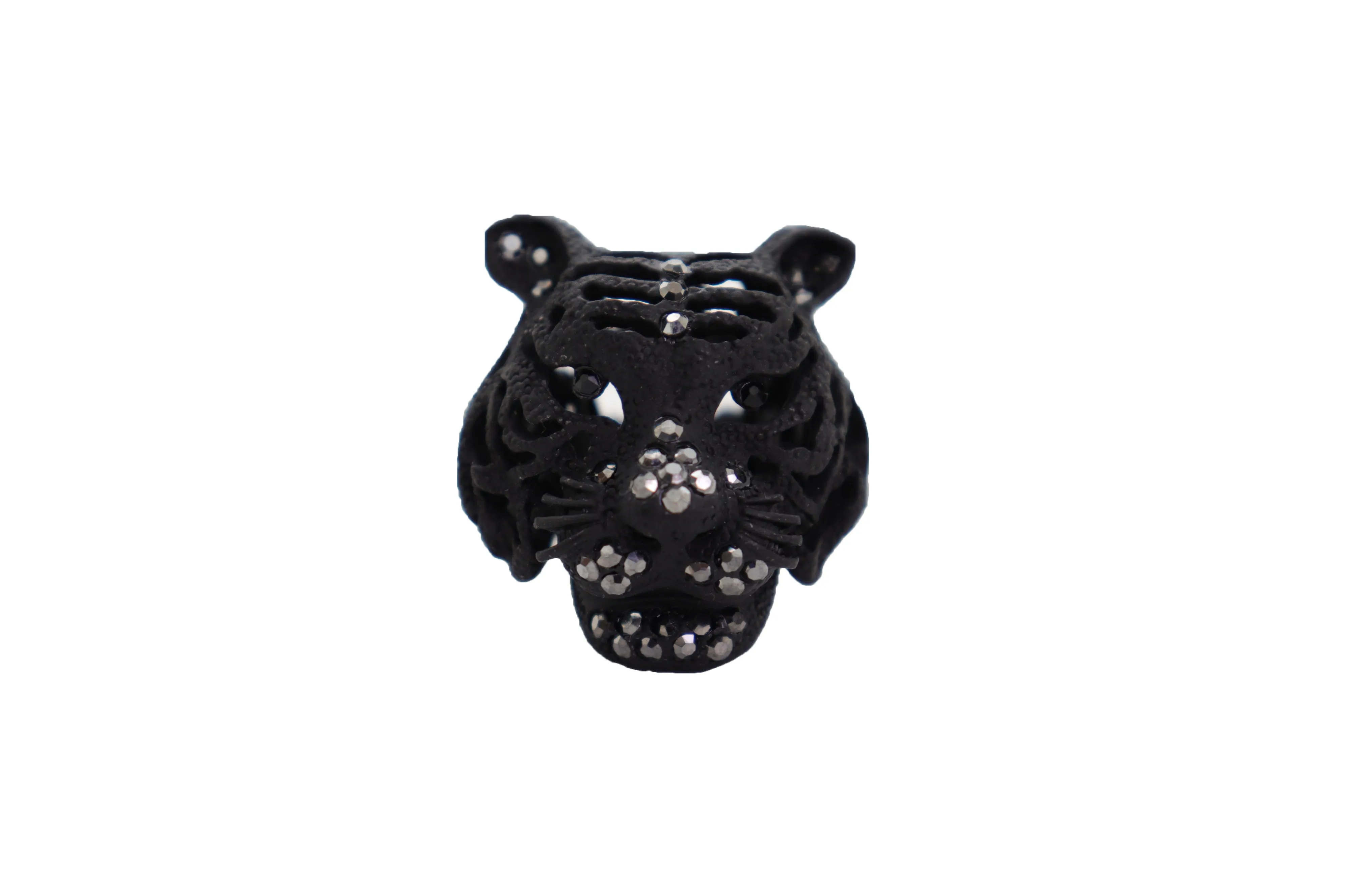 Black Metal Tiger Head Ring