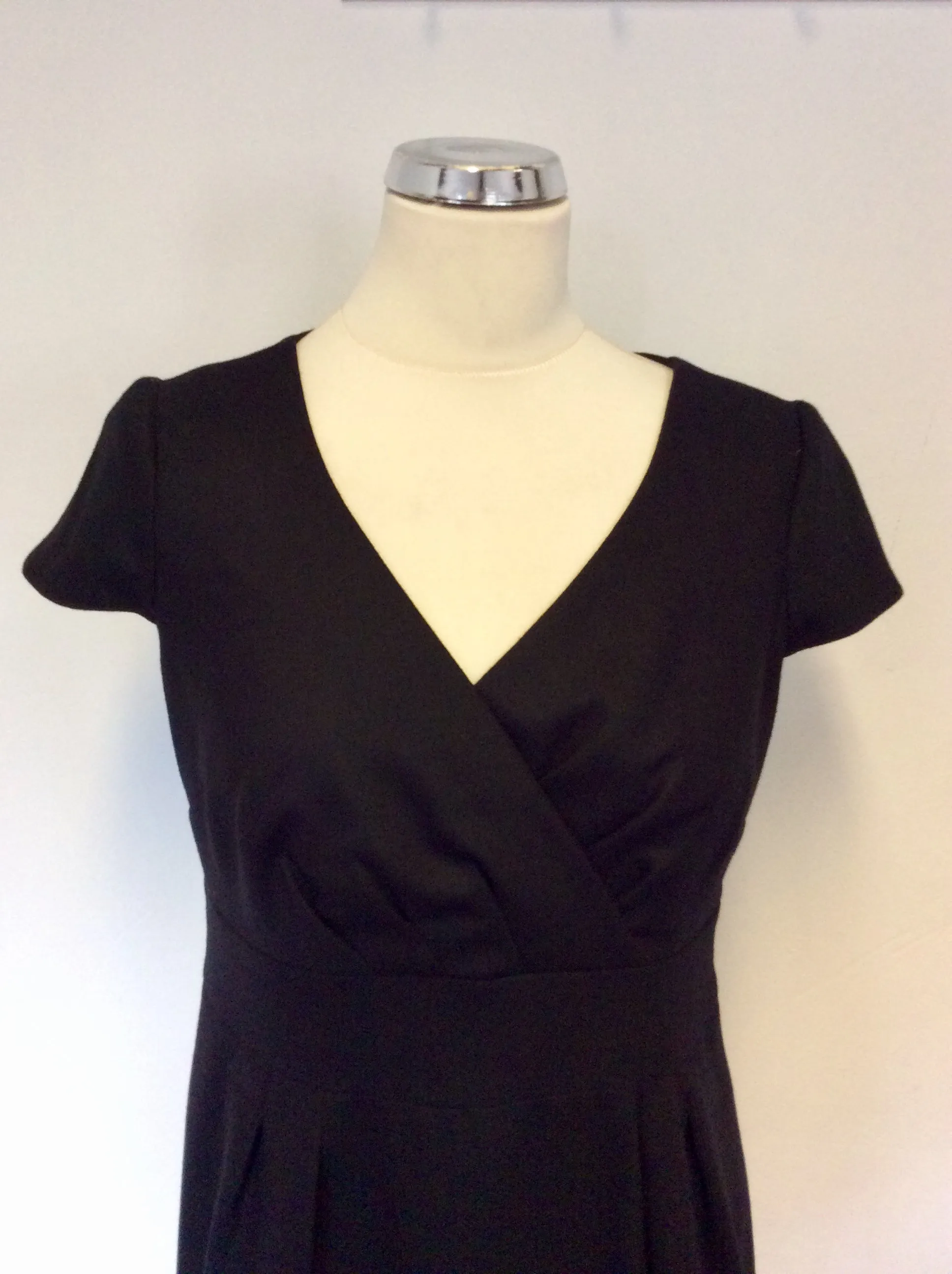 BODEN BLACK WOOL CAP SLEEVE PENCIL DRESS SIZE 12L