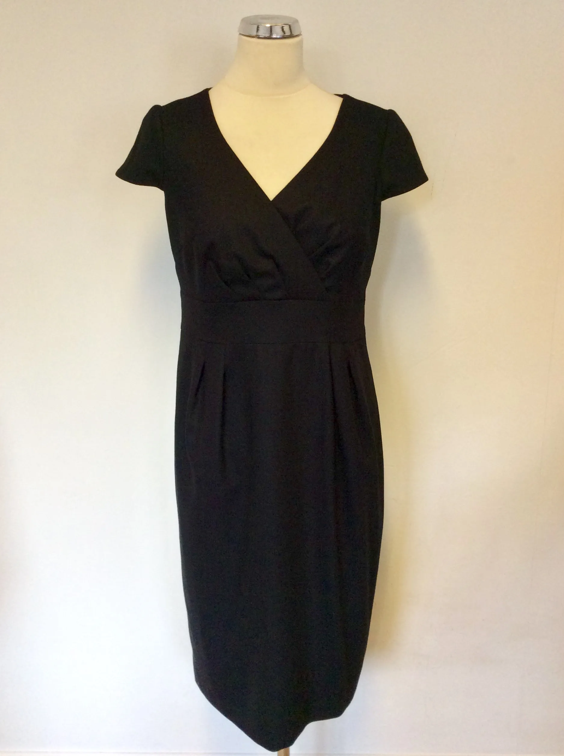 BODEN BLACK WOOL CAP SLEEVE PENCIL DRESS SIZE 12L