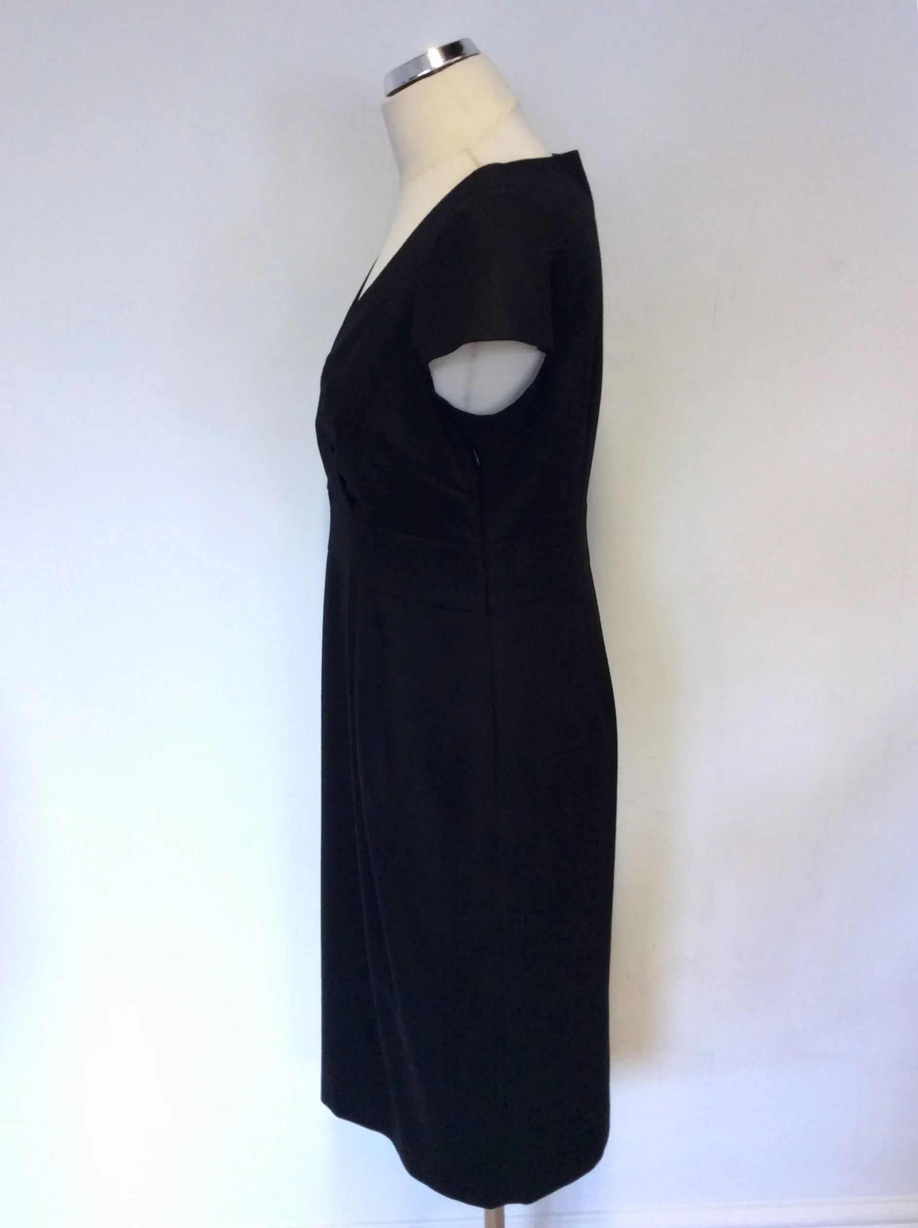 BODEN BLACK WOOL CAP SLEEVE PENCIL DRESS SIZE 12L