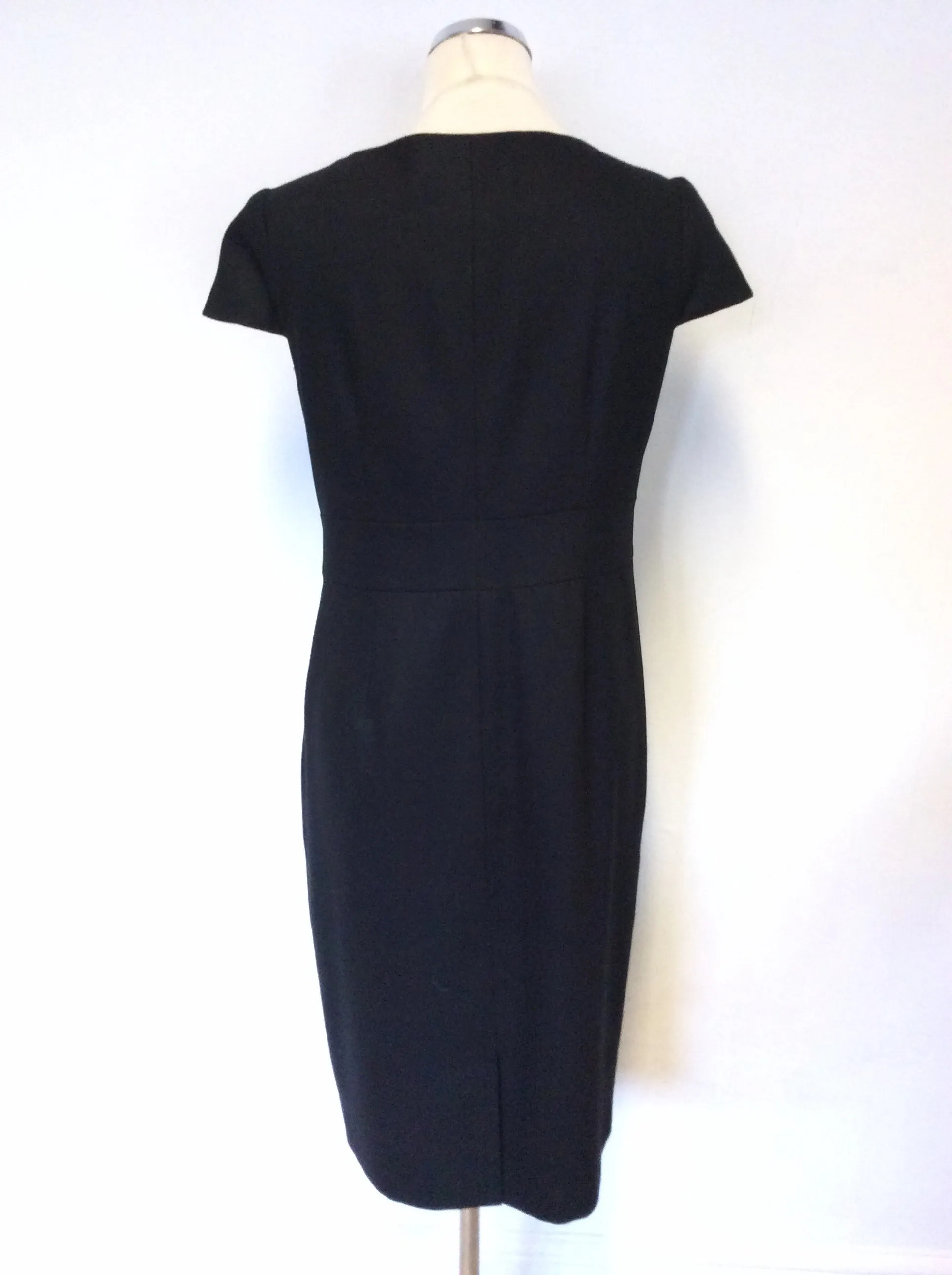 BODEN BLACK WOOL CAP SLEEVE PENCIL DRESS SIZE 12L