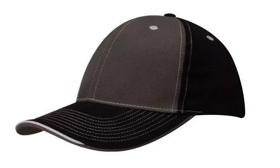 BRUSHED HEAVY COTTON TWO TONE CAP WITH CONTRASTING STITCHING AND OPEN LIP SANDWICH