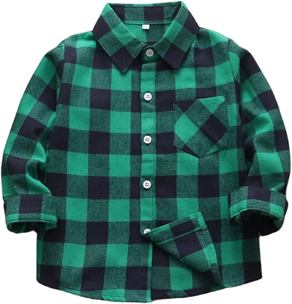 Button Down Shirt Kid Flannel