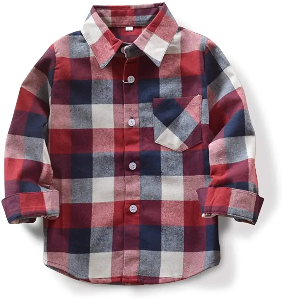 Button Down Shirt Kid Flannel