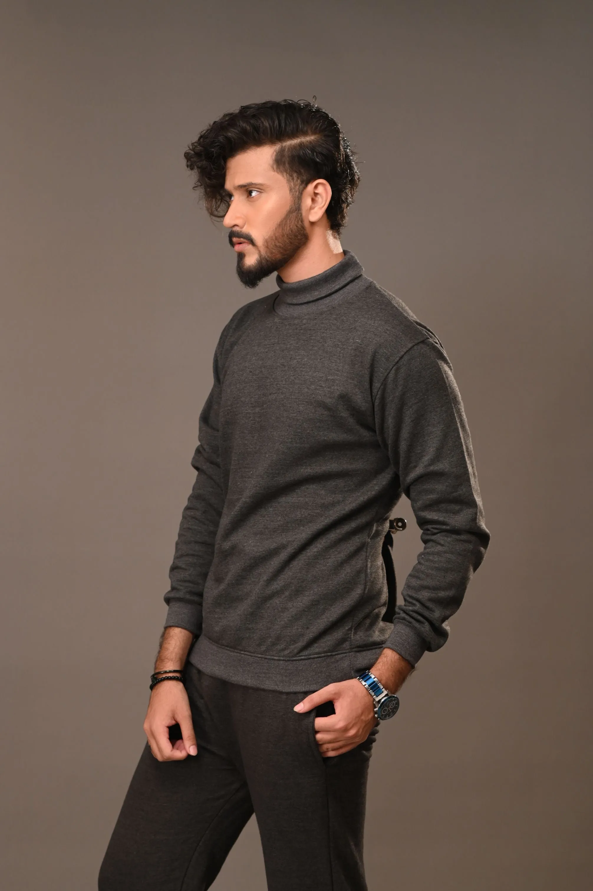 Charcoal Basic Mock Neck