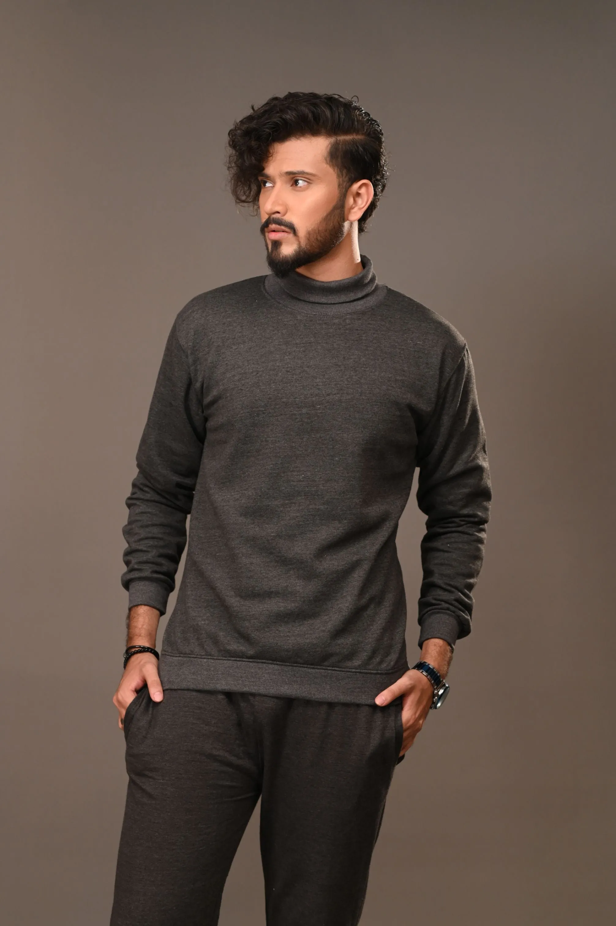 Charcoal Basic Mock Neck