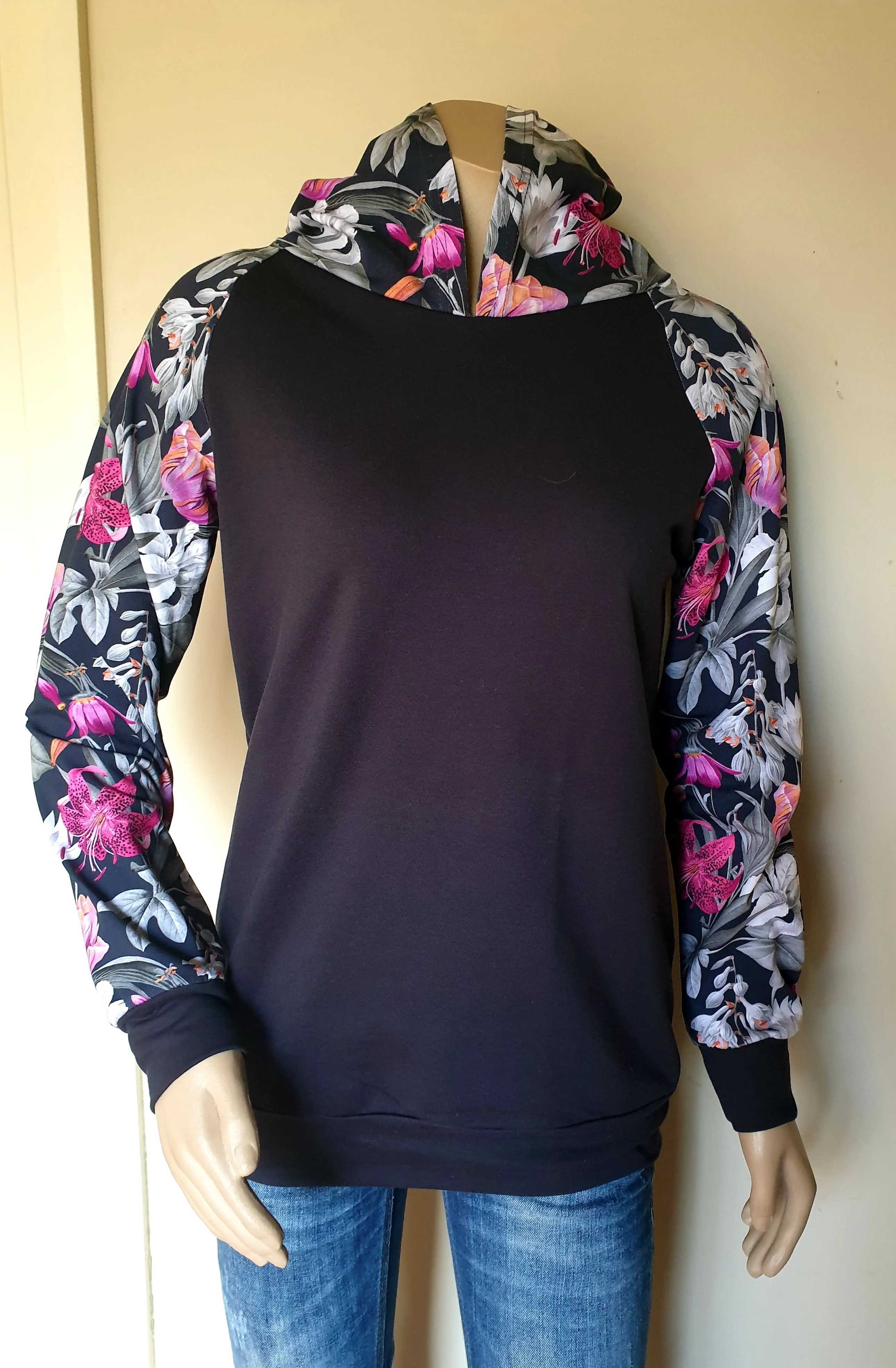 Charcoal Dark Floral Hoody