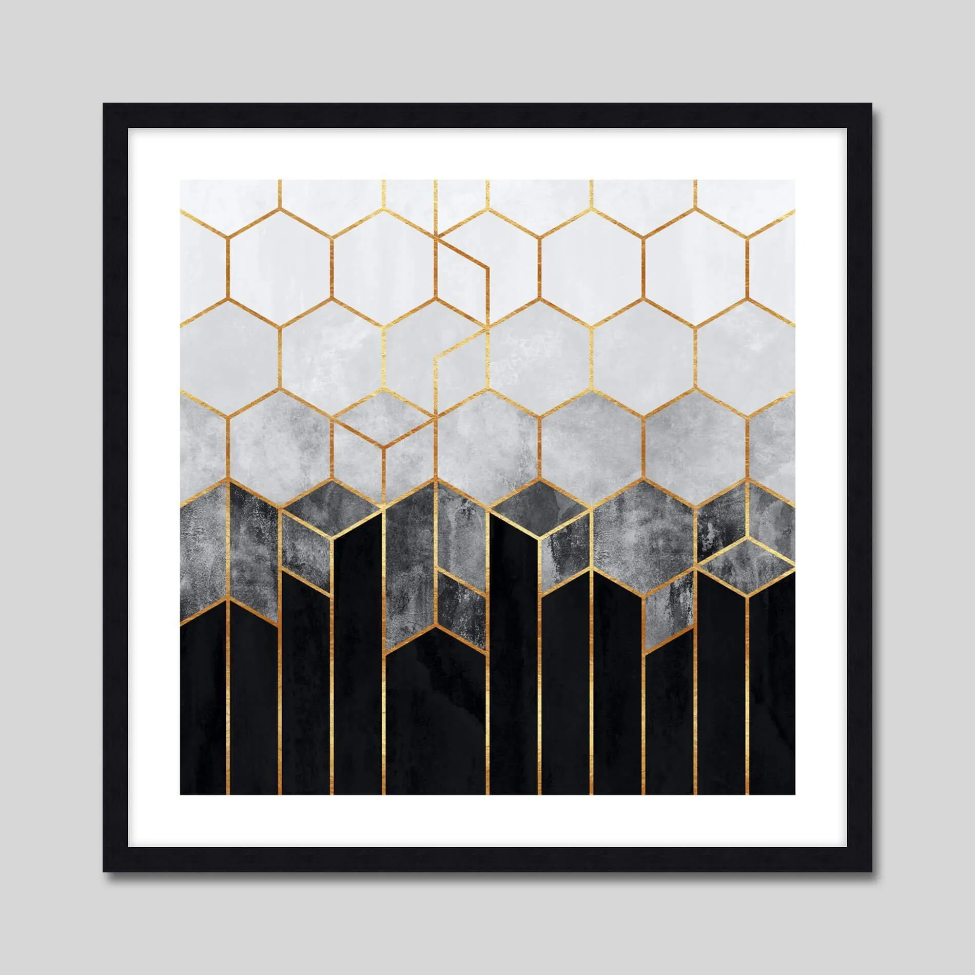 Charcoal Hexagons