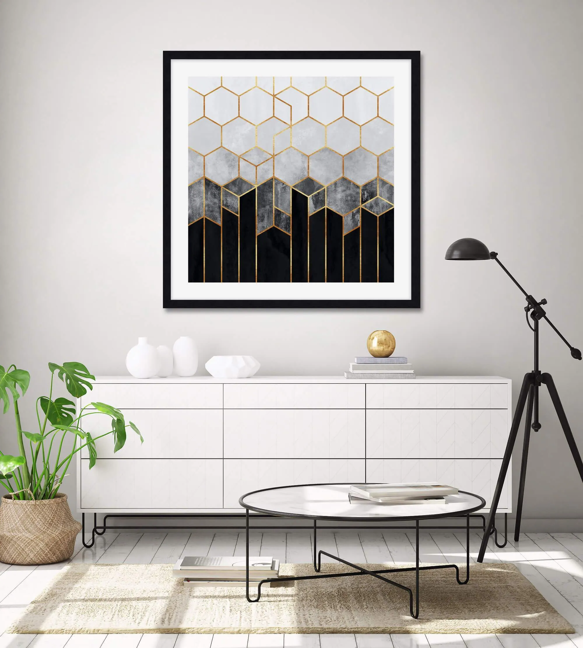 Charcoal Hexagons