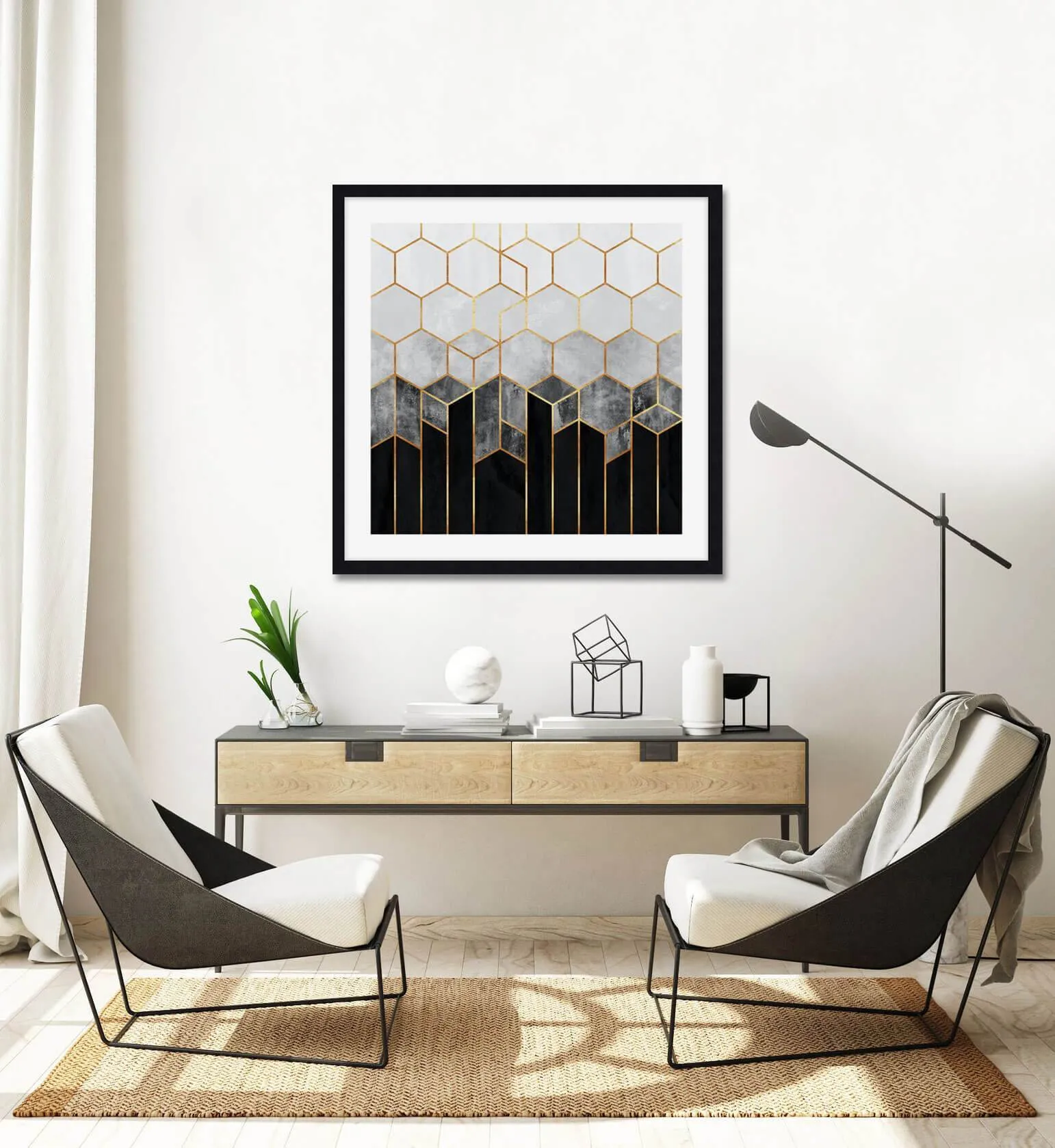 Charcoal Hexagons