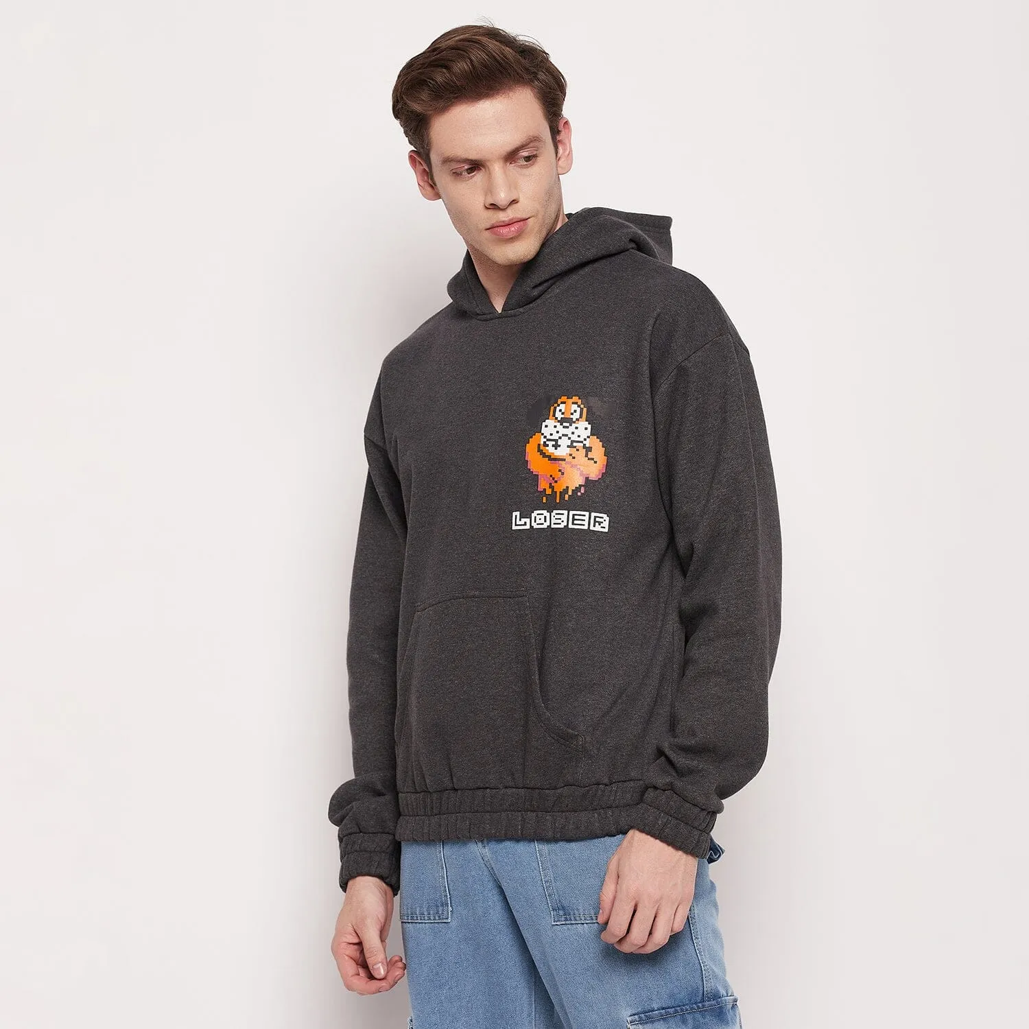 Charcoal Loser Graphic Hooded Sweatshirt