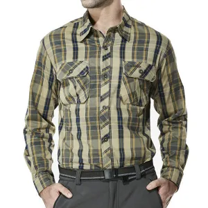 Checked Washed Loose Slim Fit Chest Pockets Shirt