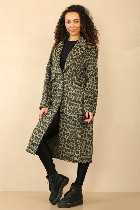 Chic Leopard Print Longline Coat