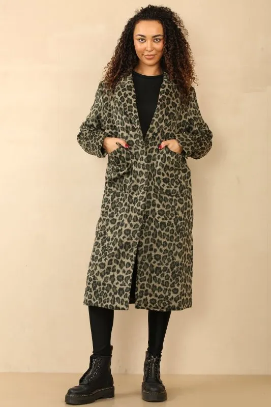 Chic Leopard Print Longline Coat