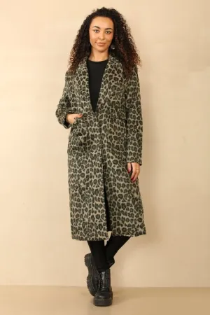 Chic Leopard Print Longline Coat