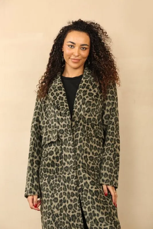 Chic Leopard Print Longline Coat