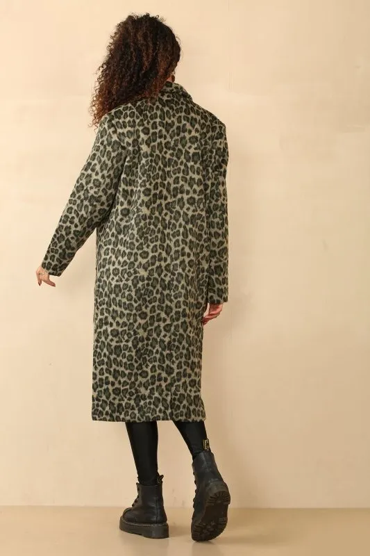 Chic Leopard Print Longline Coat