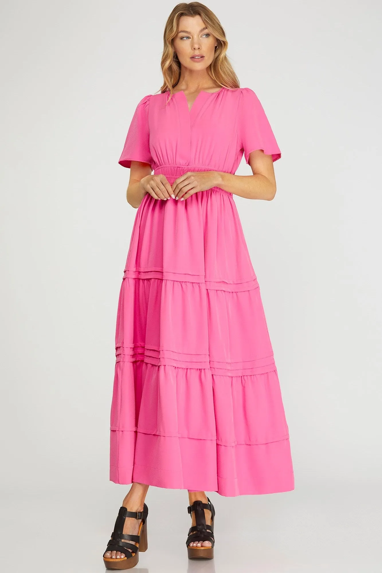 Classic Pocket Maxi Dress in Pink