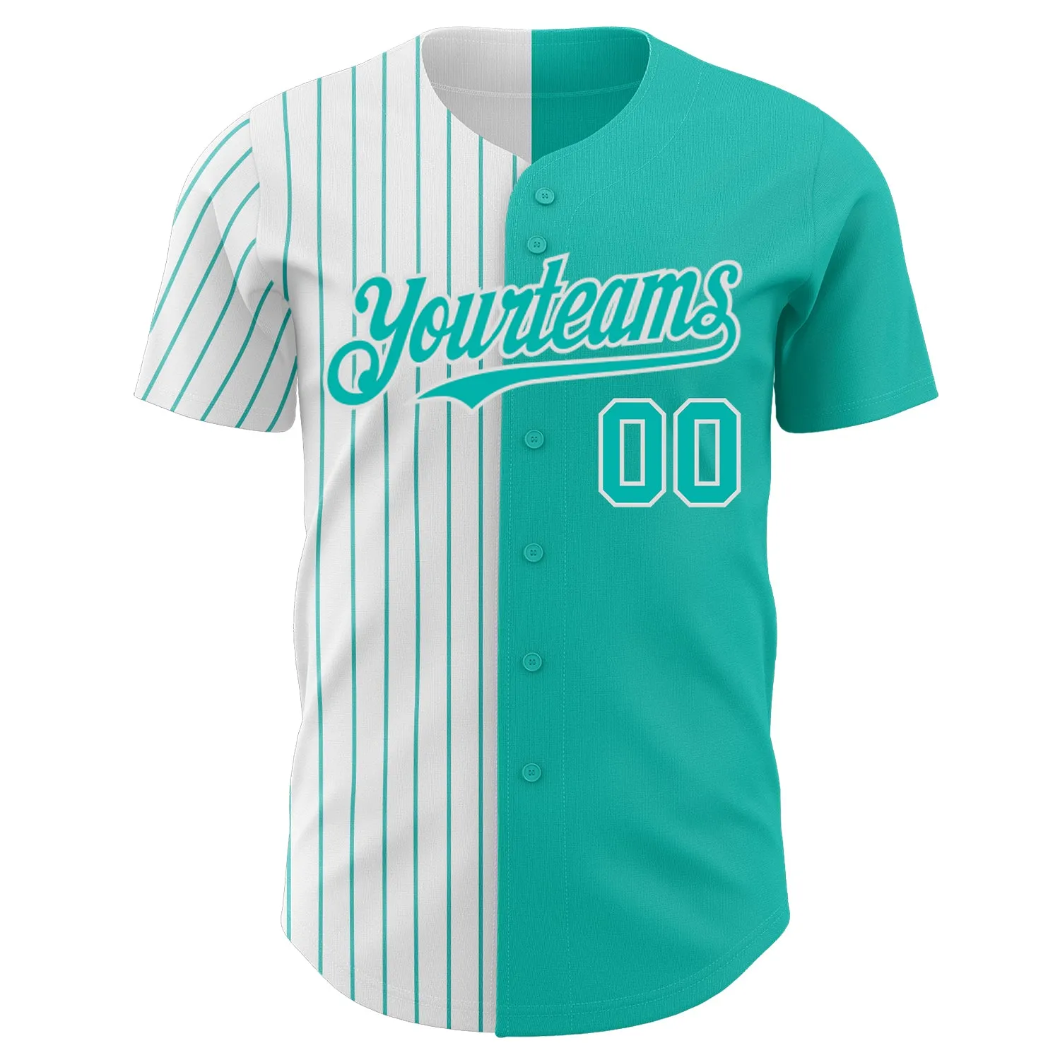 Custom Aqua White-Aqua Pinstripe Authentic Split Fashion Baseball Jersey