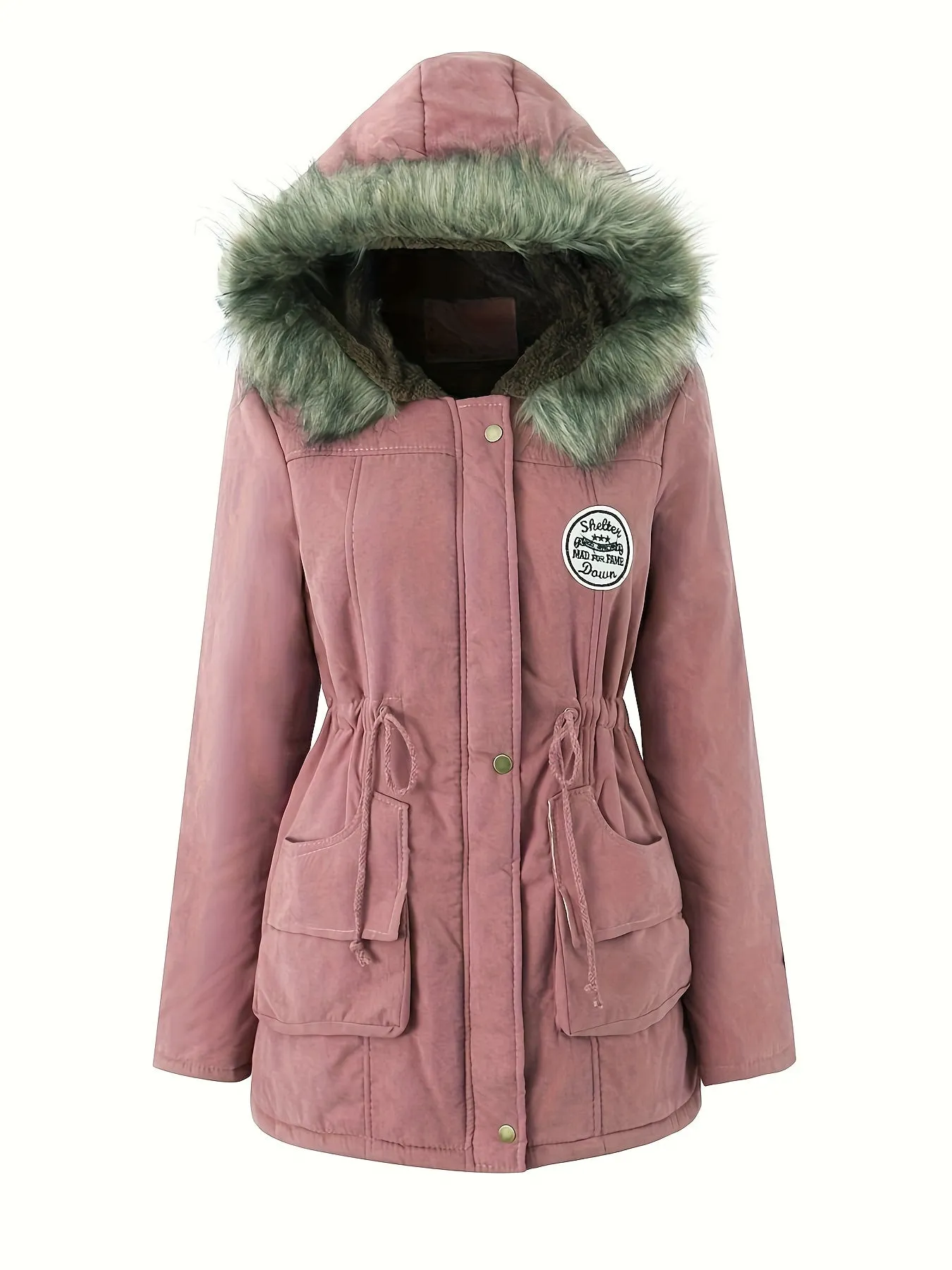 Elegant Fleece Parka Winter Jacket with Vegan Fur for Woman | Eco-Friendly Materials