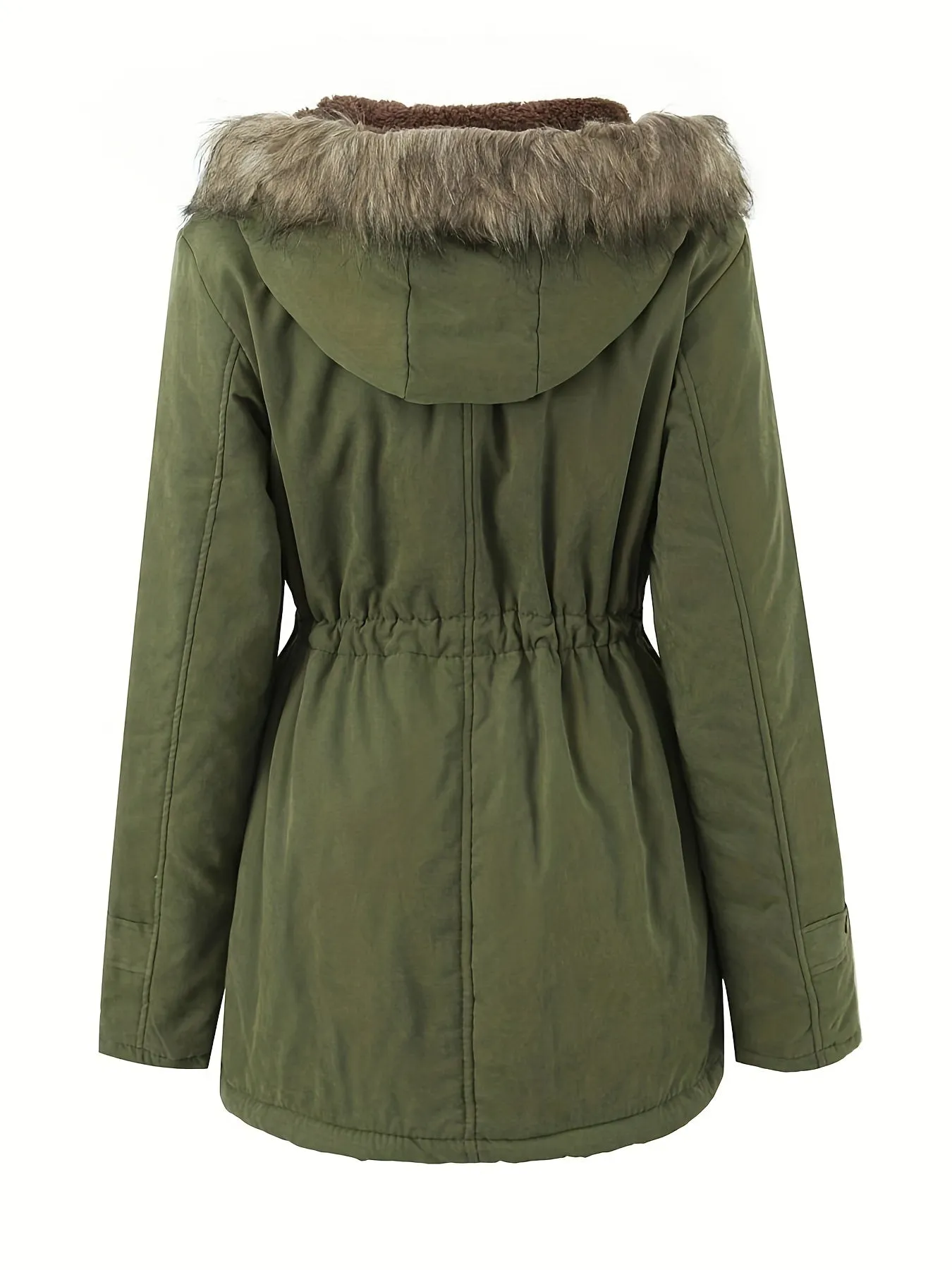 Elegant Fleece Parka Winter Jacket with Vegan Fur for Woman | Eco-Friendly Materials