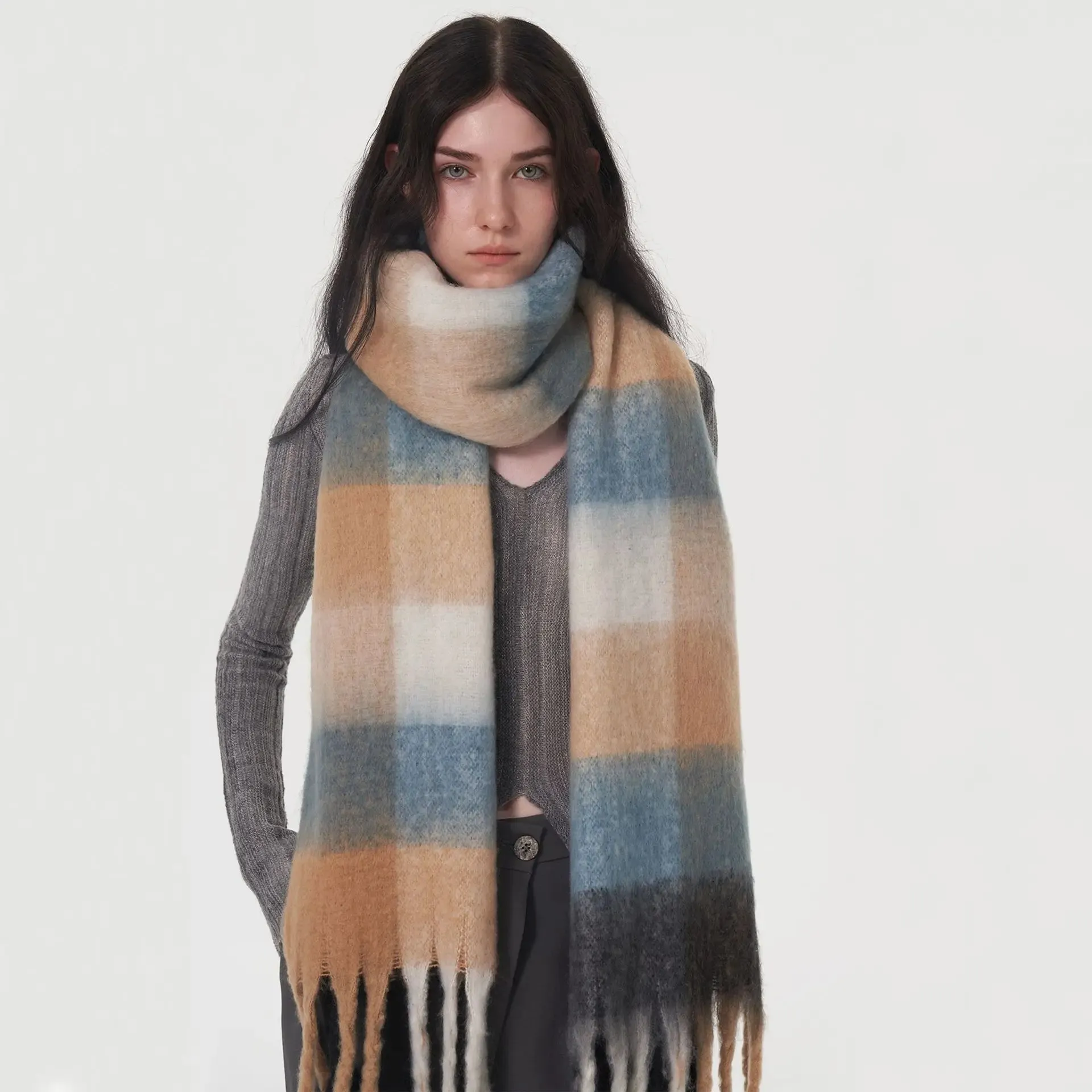 Fashion Cashmere Women Winter Simple Commuting Thickened Warm Scarf