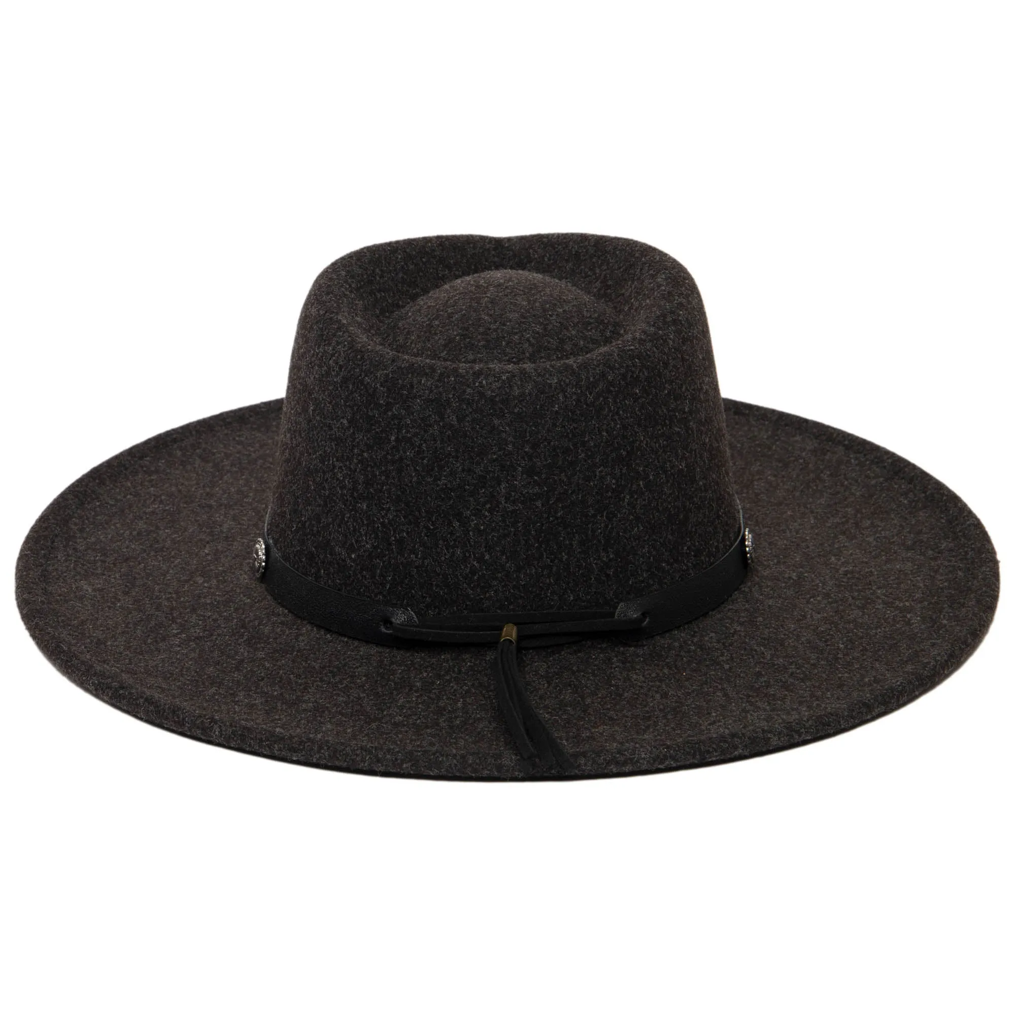 Faux Felt Fedora with Silver Concho Band