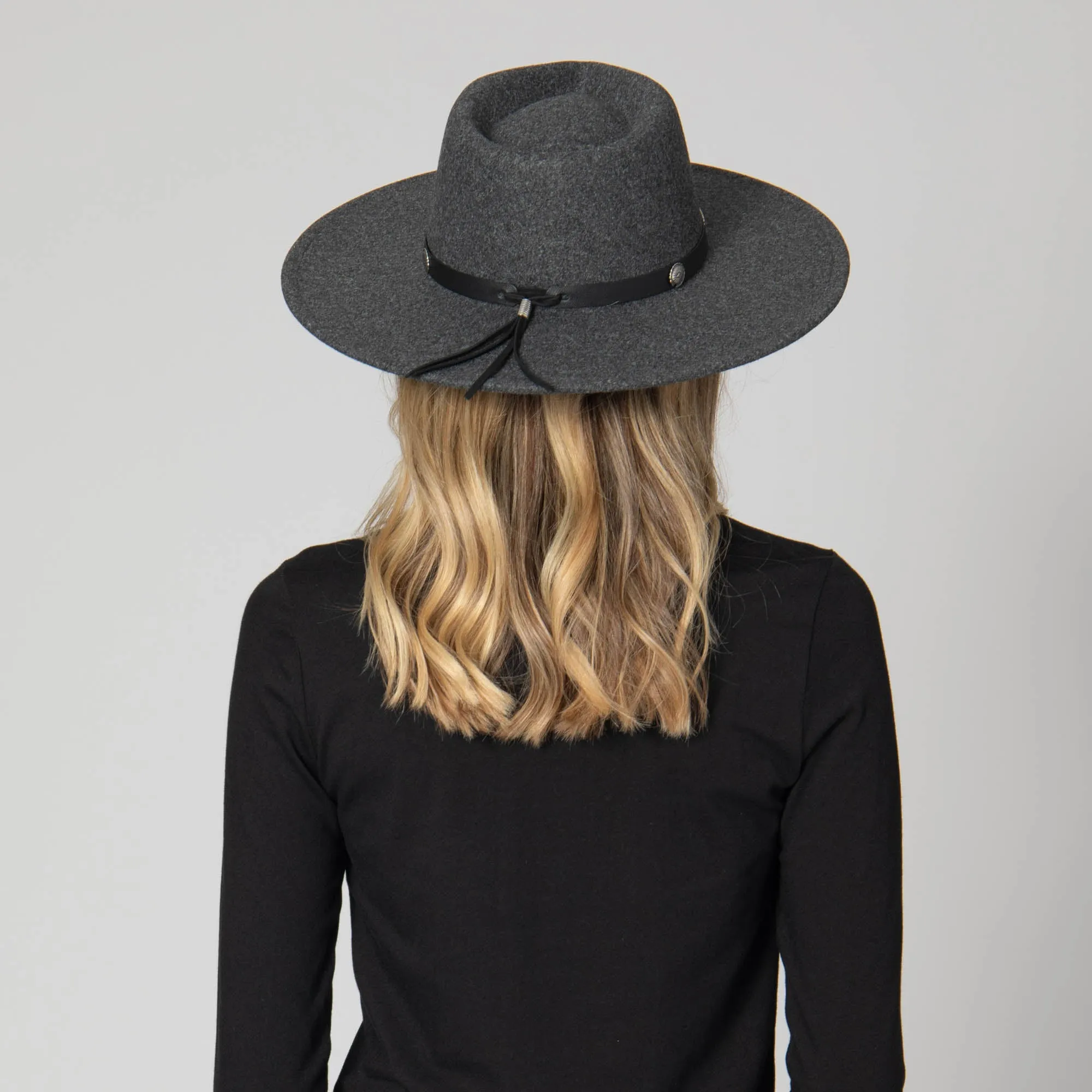 Faux Felt Fedora with Silver Concho Band