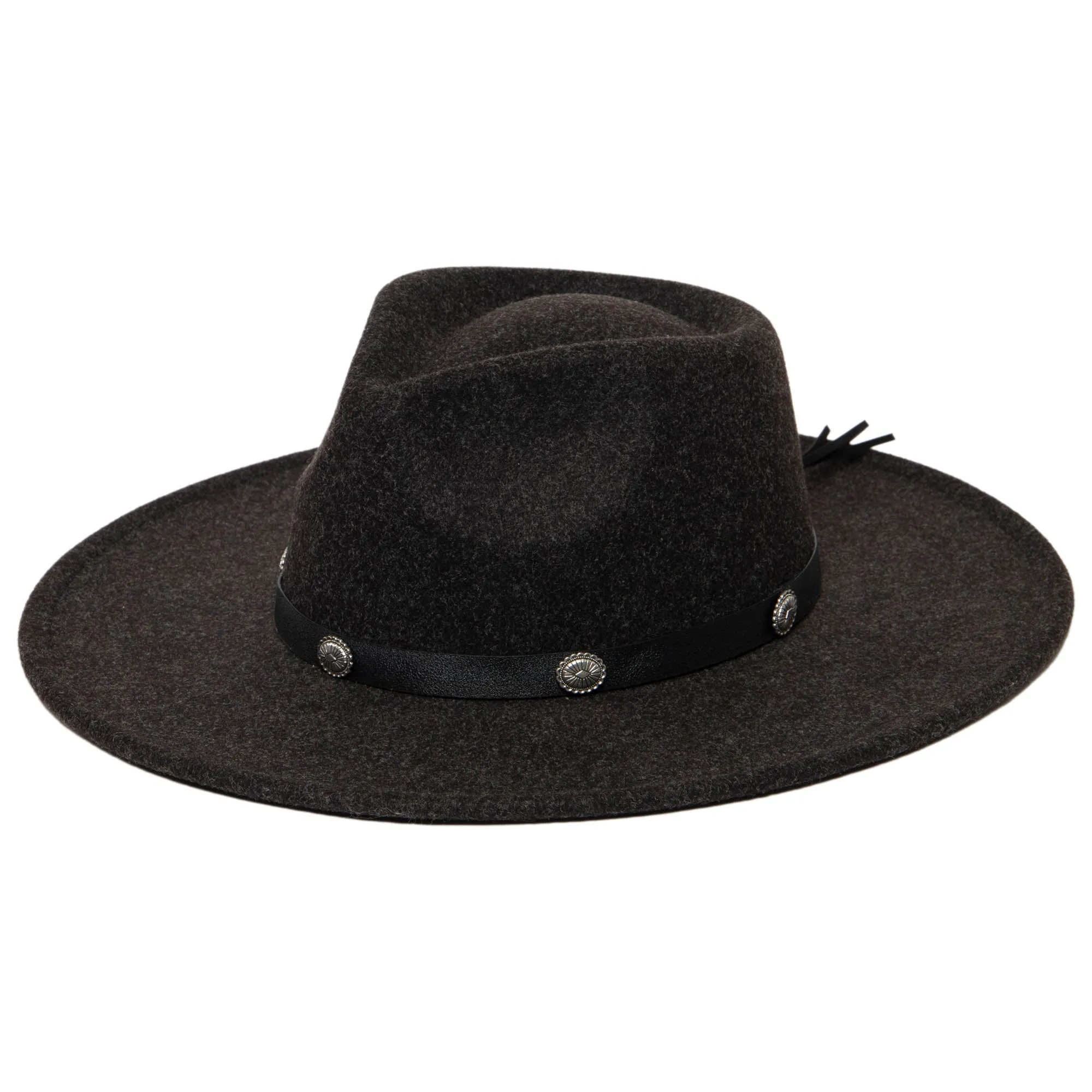 Faux Felt Fedora with Silver Concho Band