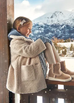 Girls Almond Shearling Coat