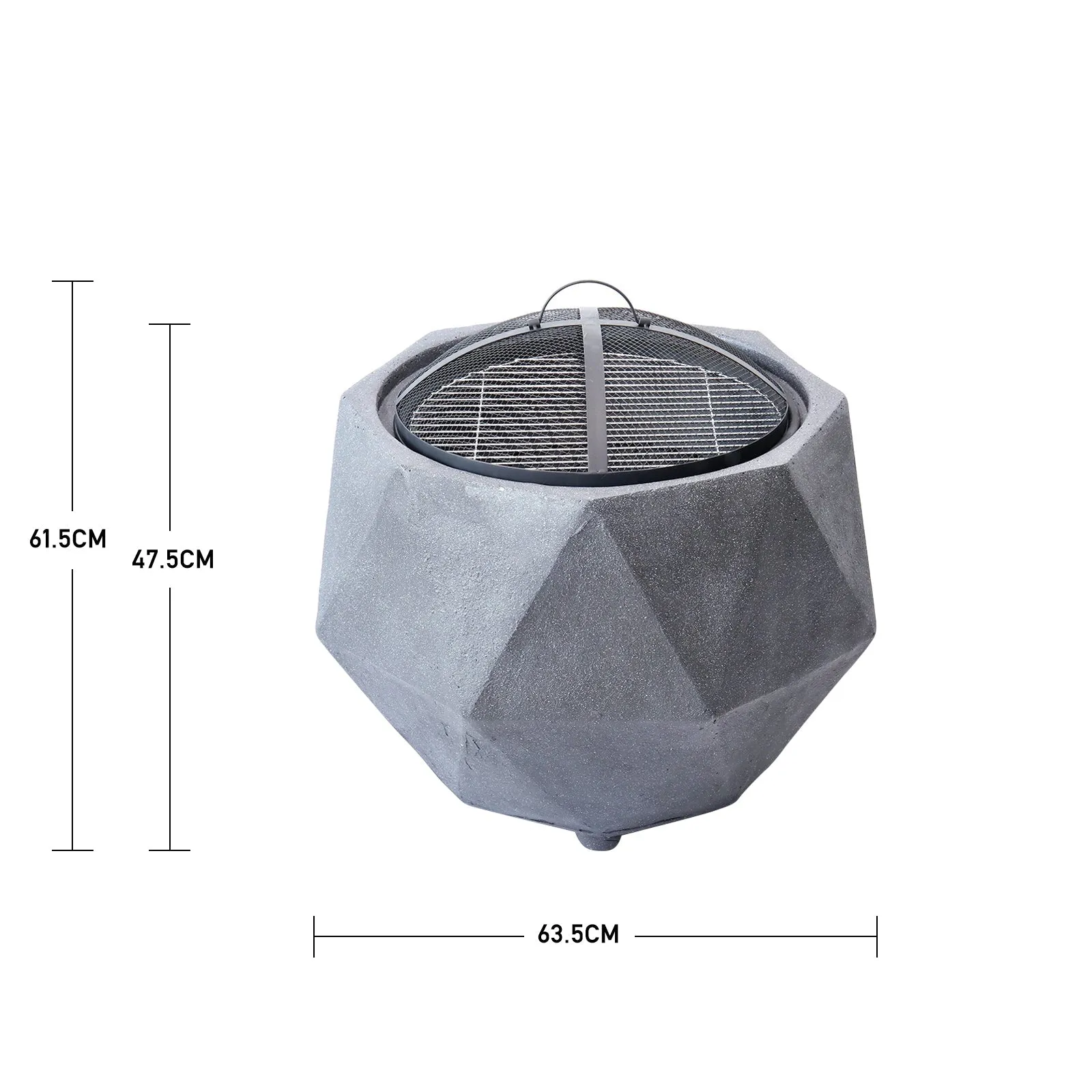 Grey Finished Outdoor Fire Pit Metal Octagonal Wood Burning Fire Bowl