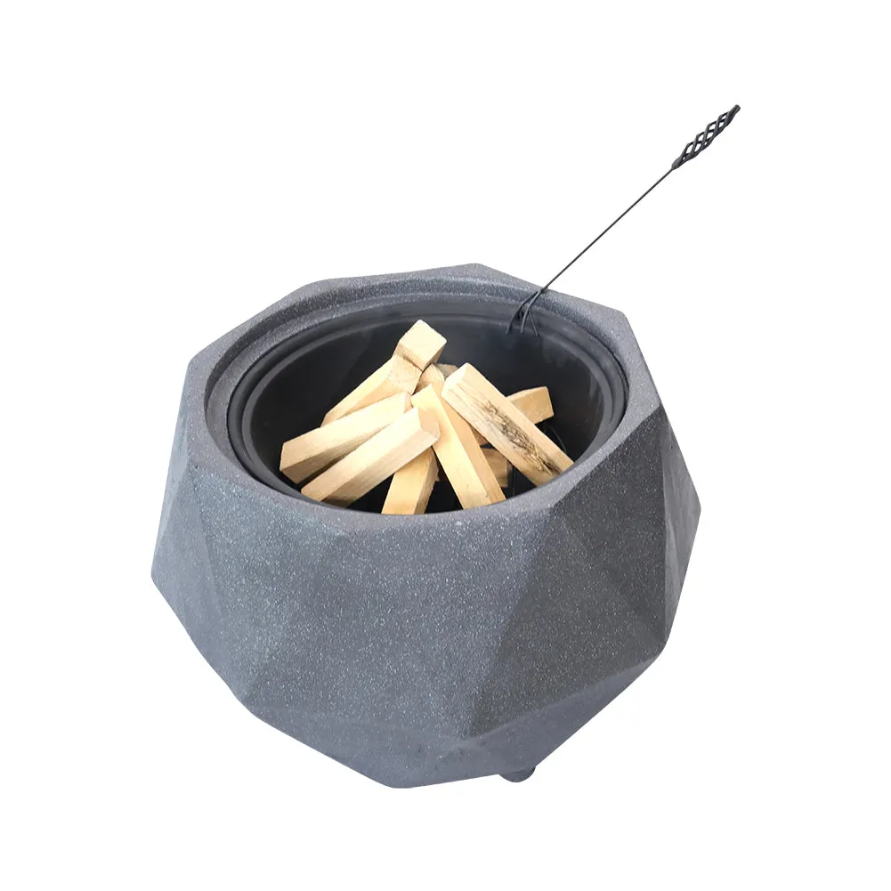 Grey Finished Outdoor Fire Pit Metal Octagonal Wood Burning Fire Bowl