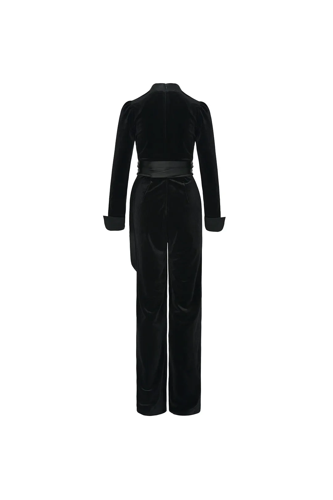 High waist jumpsuit | Wide-leg light luxury velvet lace-up jumpsuit | Banquet jumpsuit