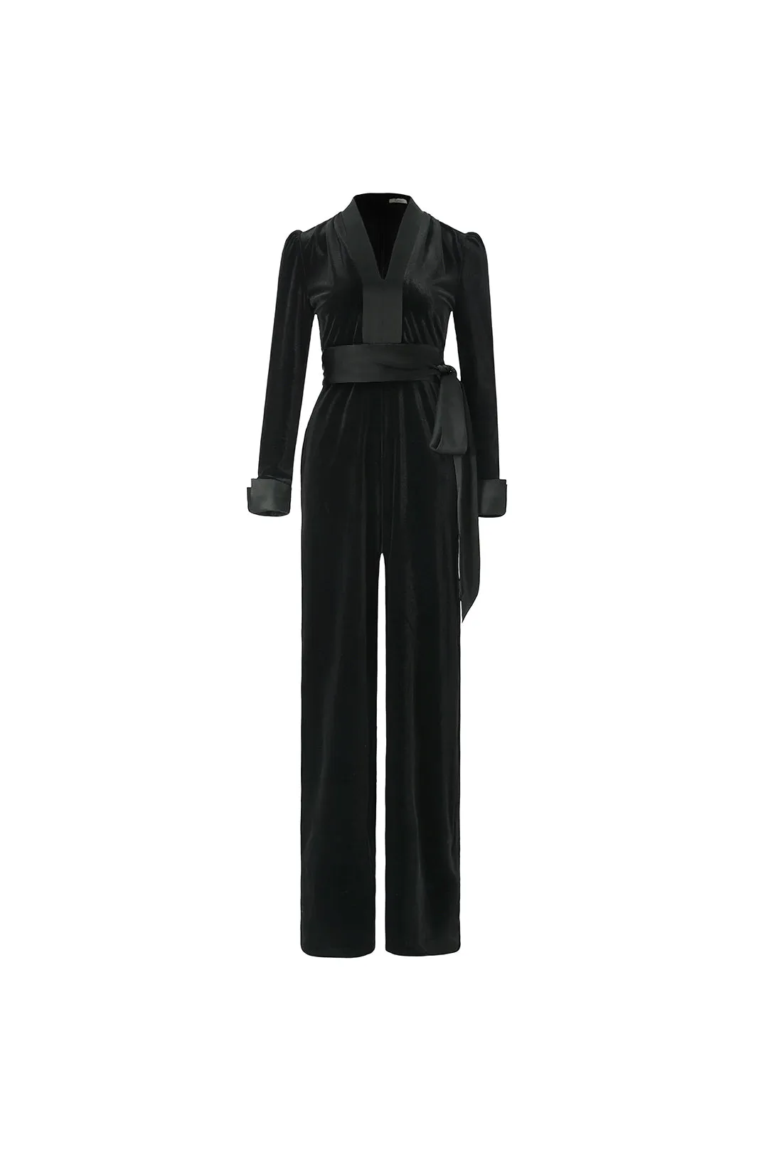 High waist jumpsuit | Wide-leg light luxury velvet lace-up jumpsuit | Banquet jumpsuit