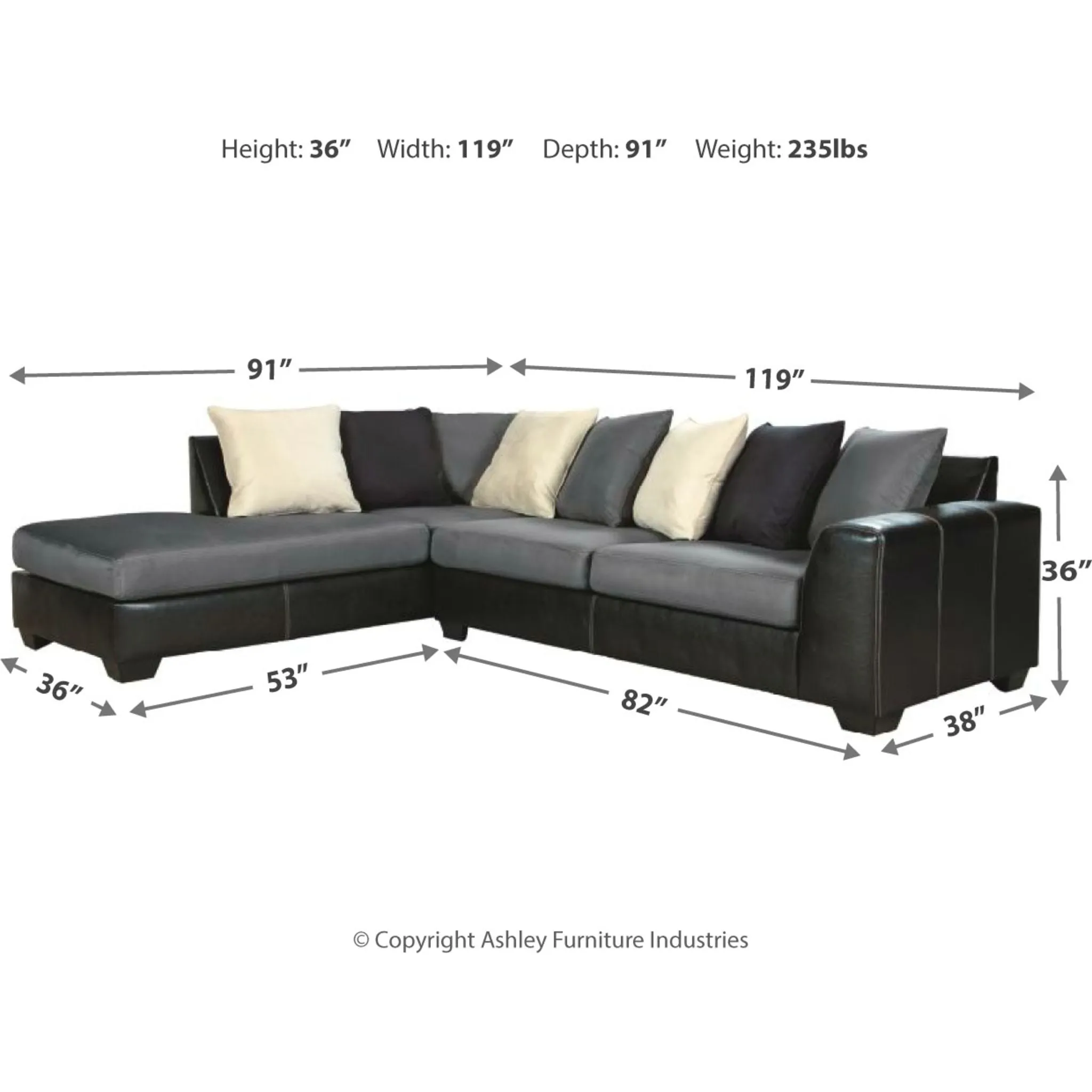 Jacurso 2 Piece LAF Sectional