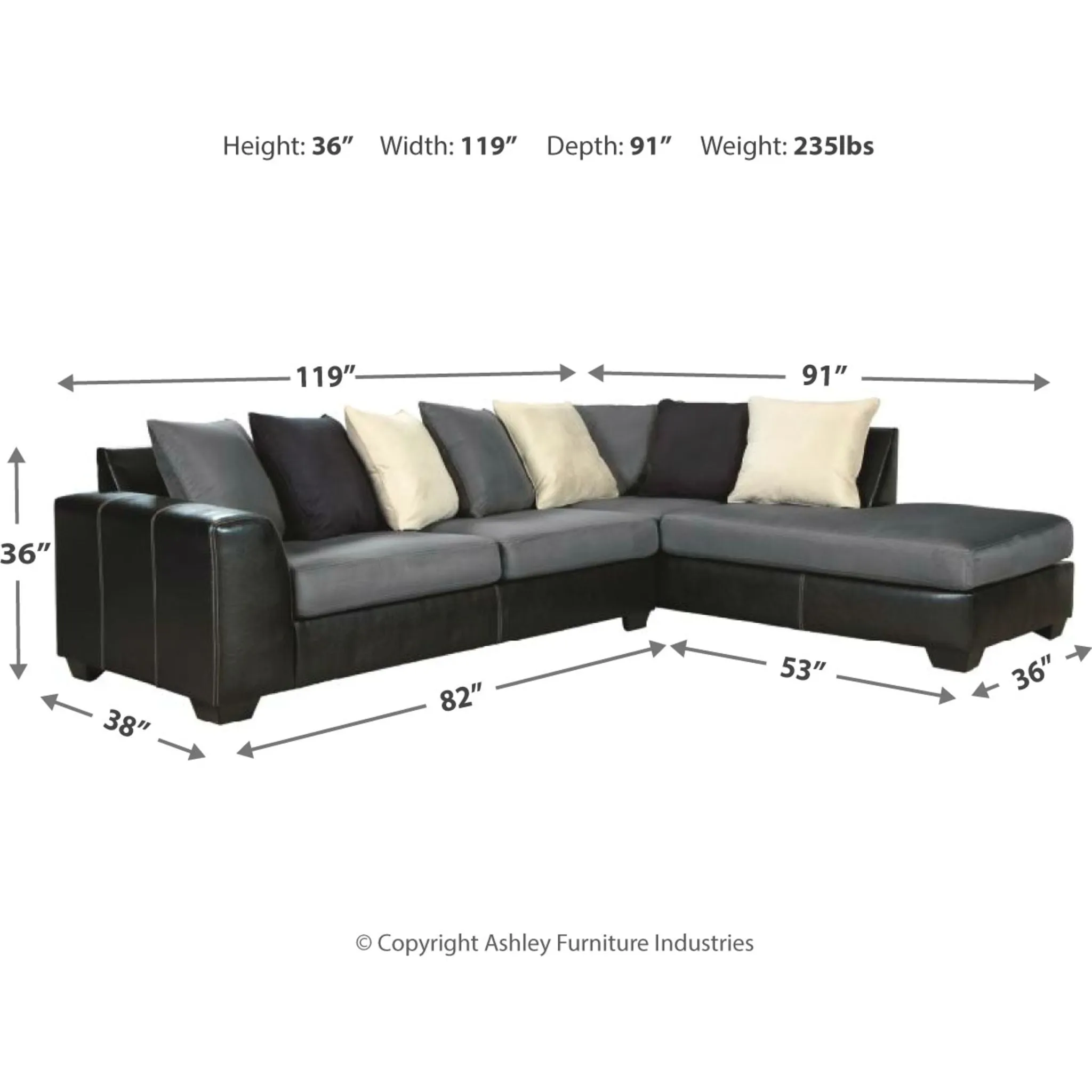 Jacurso 2 Piece RAF Sectional