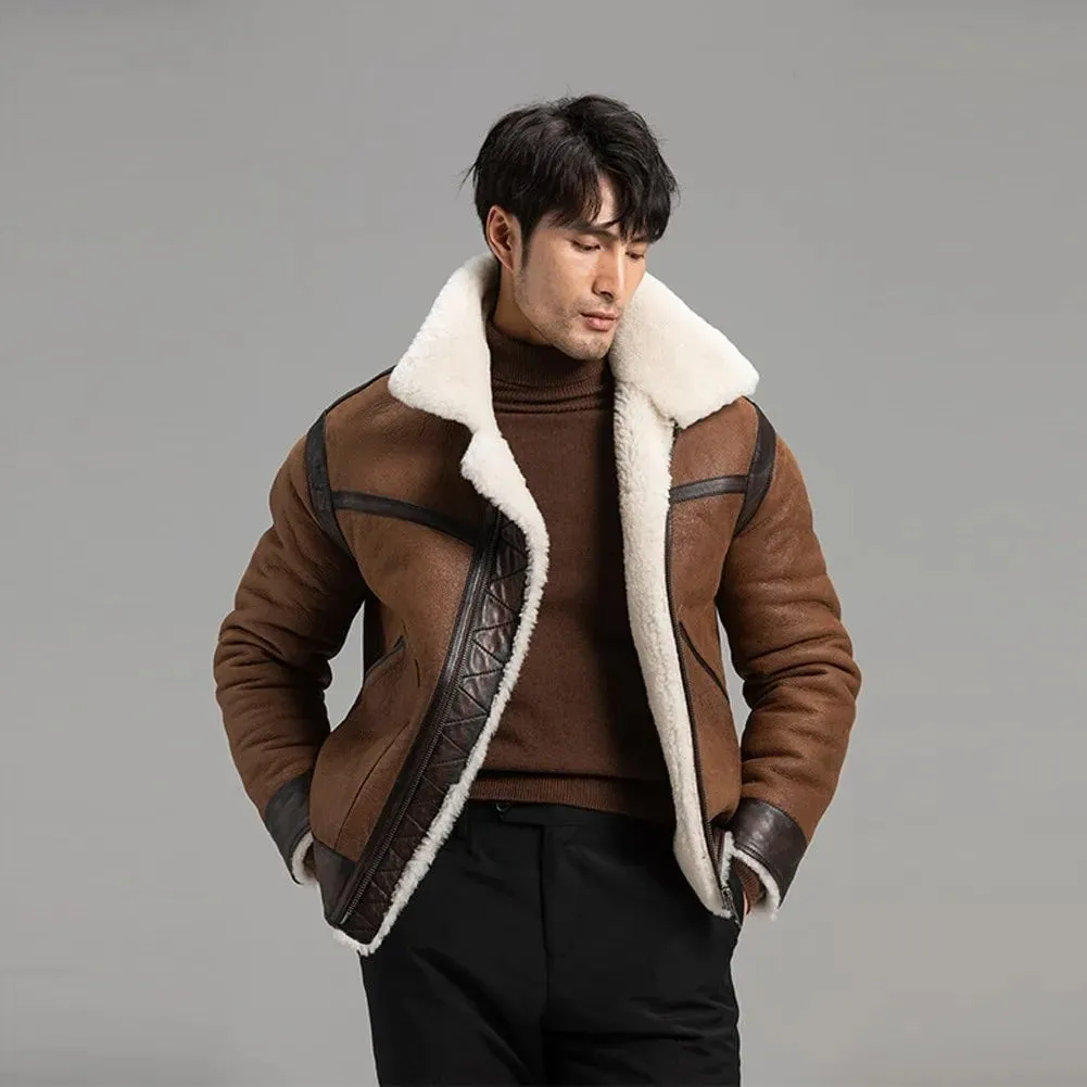 Men's Brown B3 Shearling Flight Jacket - Sheepskin Coat