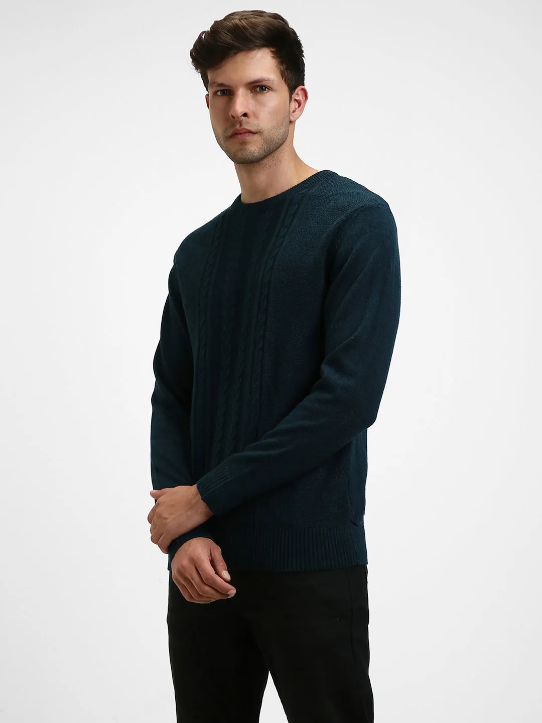 Men's Cable Knit Acrylic Pullover Sweater